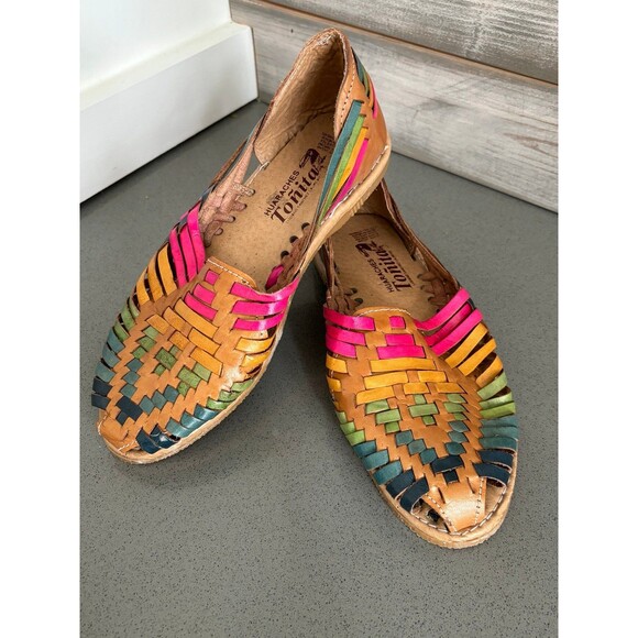 Women’s Spanish Huarache Leather Braided Sandals Slip Ons Shoes - Picture 8 of 9